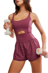 Women's Workout Romper One Piece Sleeveless Jumpsuits Running Onesie Short Athletic Summer Outfits Yoga Clothes