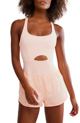 Women's Workout Romper One Piece Sleeveless Jumpsuits Running Onesie Short Athletic Summer Outfits Yoga Clothes